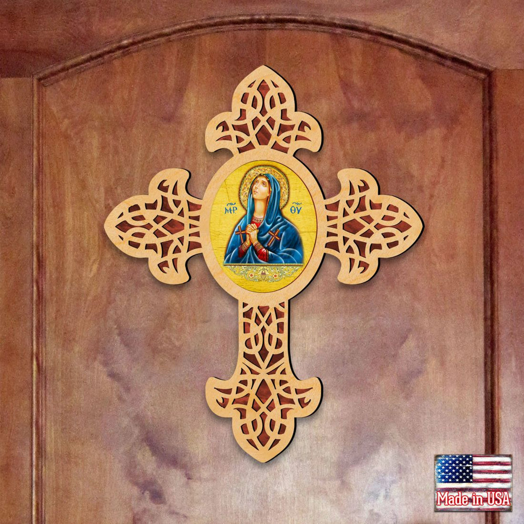 Mary Magdalene Pointy Wooden Cross by Museum Icons - Inspirational Icon Decor - 88314