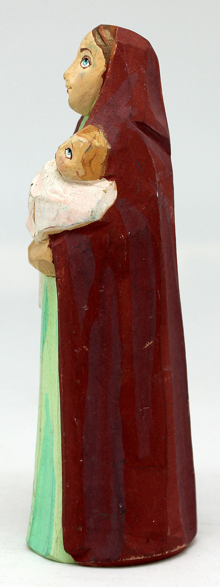 One-of-a-Kind Mary and Child WOODCARVED Handpainted Figurine 5.5