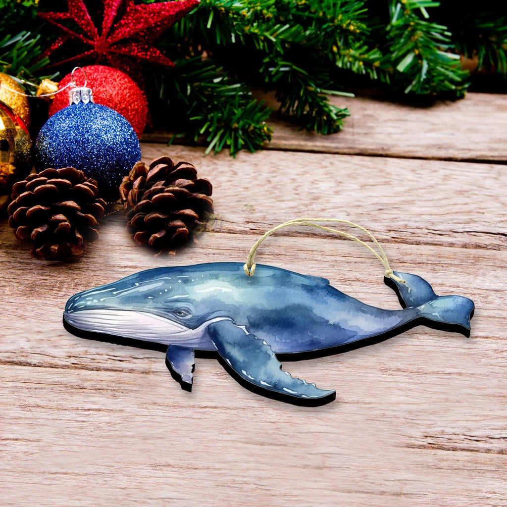 Blue Humpback Whale Wooden Ornaments by G.Debrekht - Wildlife Holiday Decor - 8710103-1