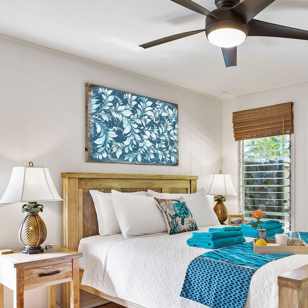 White and Blue Floral Rustic Wooden Wall Art by G. DeBrekht - Floral Ornamental Decor - 95005B