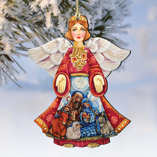 Nativity Christmas Angel Wooden Ornaments by G. DeBrekht - Nativity Holiday Decor - 8152722