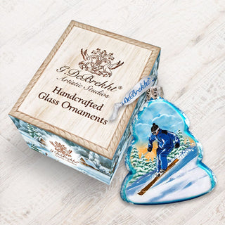 Skier Mercury Glass Ornament by G. DeBrekht - Wildlife Holiday Decor - 771037