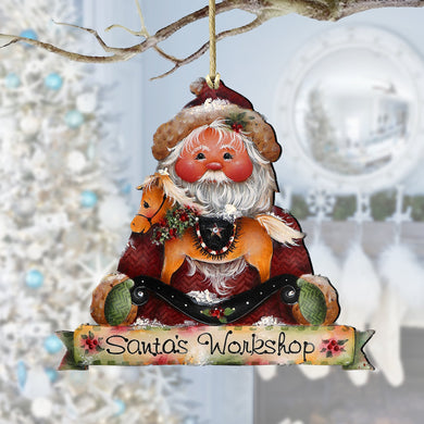 Santa's Workshop Wooden Ornaments by Jamie Mills-Price Christmas Santa Snowman Decor - 8611068-2-MP