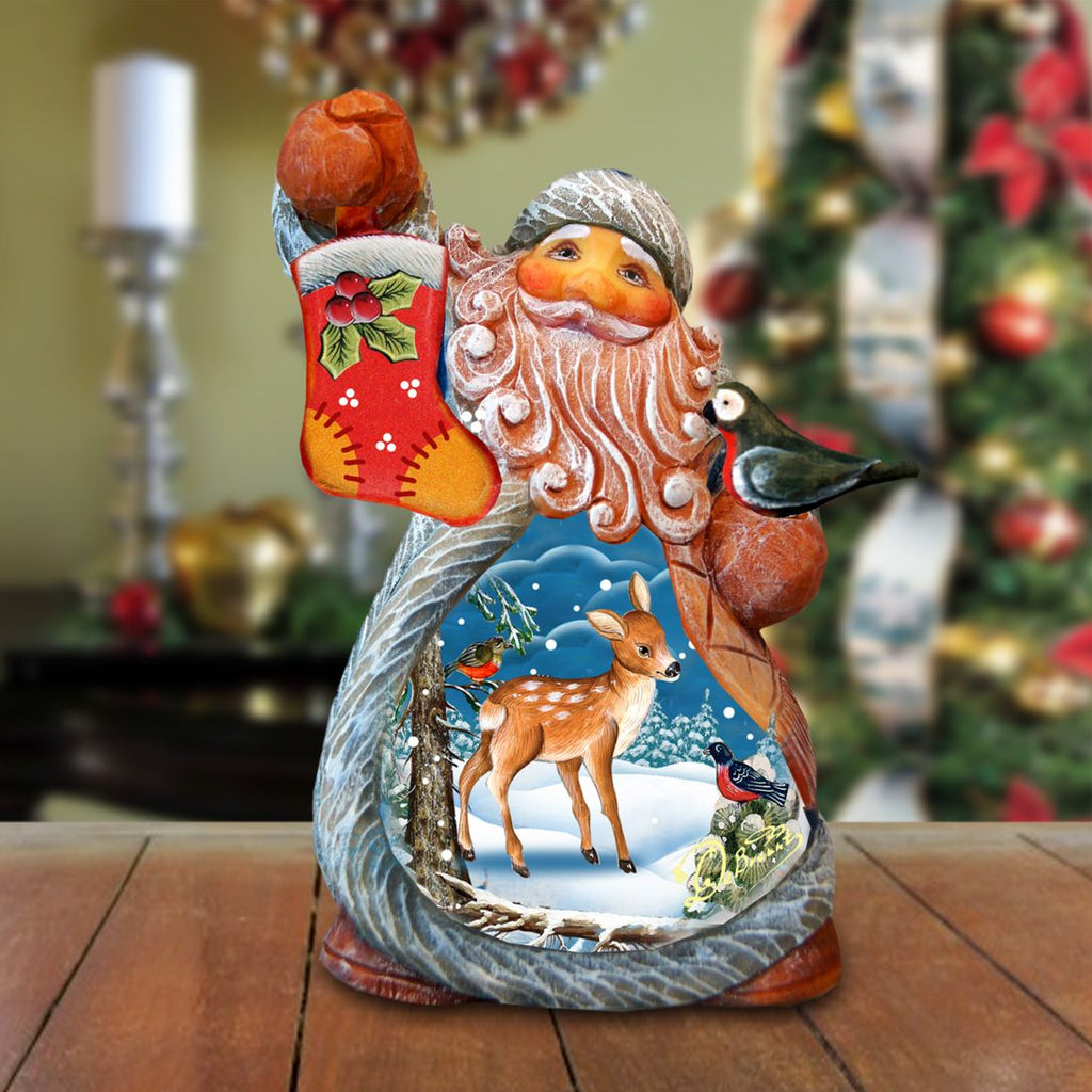 Little Deer Tiny Tale Santa Handcrafted Christmas Figurine - G. DeBrekht - Christmas Santa Snowman Decor - 561647