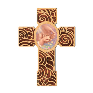 Baby Blessing Modern Wooden Cross by D. Gelsinger - Inspirational Icon Decor - 88284-DG