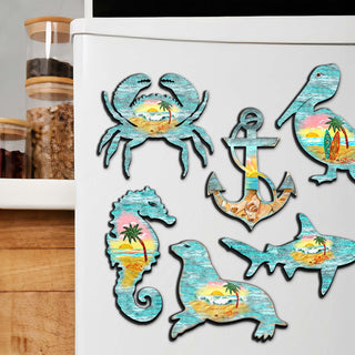 Coastal Creatures Decorative Eco Wood Magnets Set of 6 by G. Debrekht - Coastal Decor - 8090062G-S6
