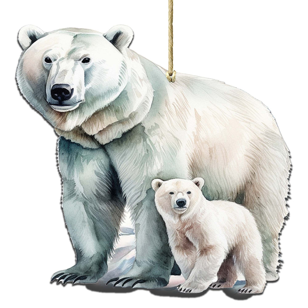 Polar Bear with Cub Wooden Ornaments by G.Debrekht - Wildlife Holiday Decor - 8710105-3