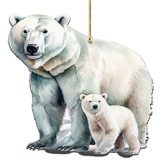 Polar Bear with Cub Wooden Ornaments by G.Debrekht - Wildlife Holiday Decor - 8710105-3