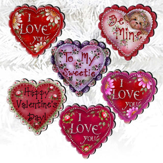 Hearts of Love Clip-On Eco Wood Decorative Ornaments Set of 6 - Family Love Decor - 8090128C-S6