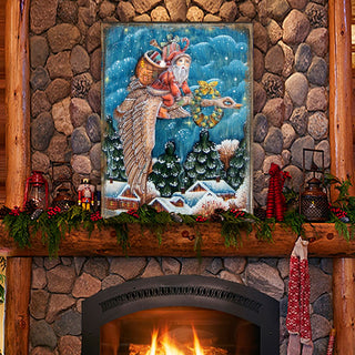 Christmas Goose Santa Wooden Wall Art by G. DeBrekht - Christmas Santa Snowman Decor - 81241130B