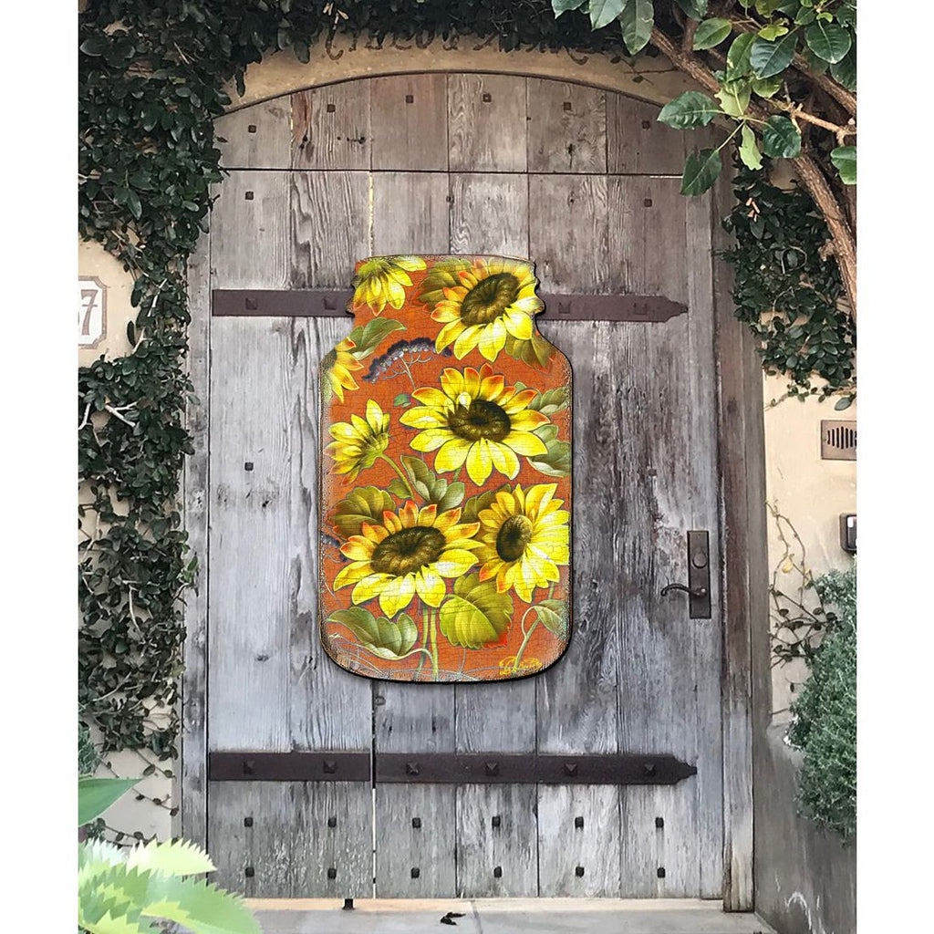 Sunflower Mason Jar Halloween Door Decor by G. DeBrekht - Thanksgiving Halloween Decor - 8158906H
