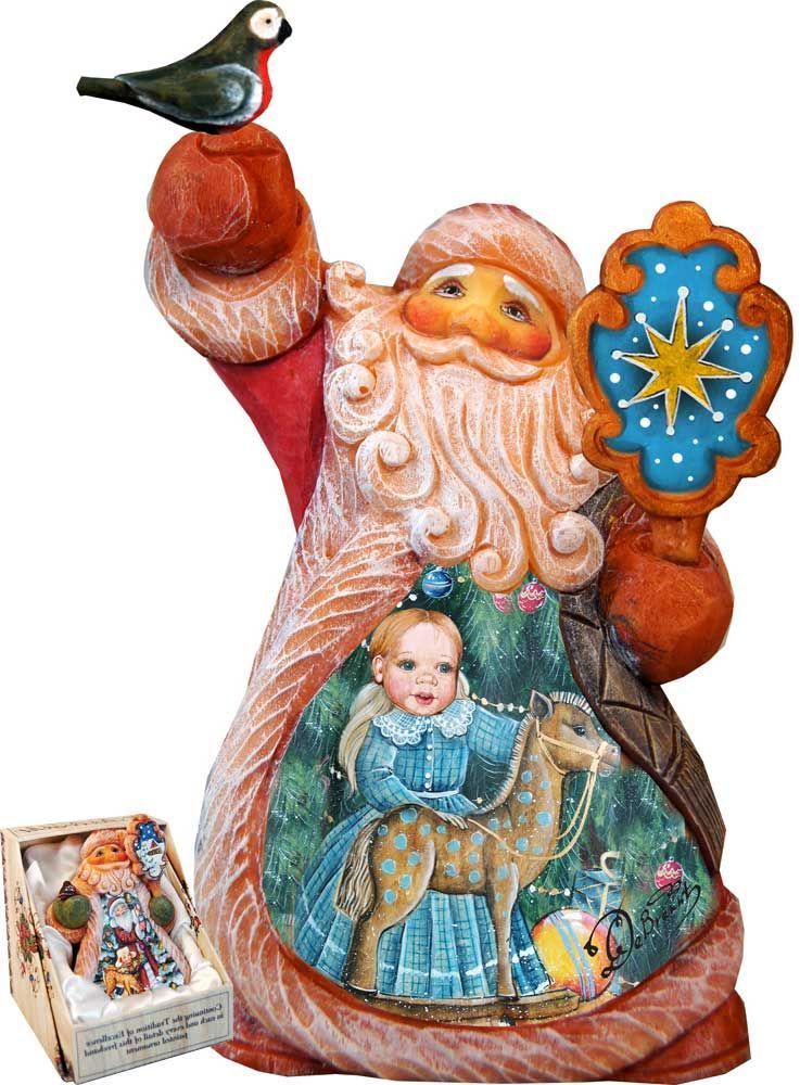 Rocking Horse Tiny Tale Santa Christmas Figurine by G. DeBrekht - Christmas Santa Snowman Decor - 561636