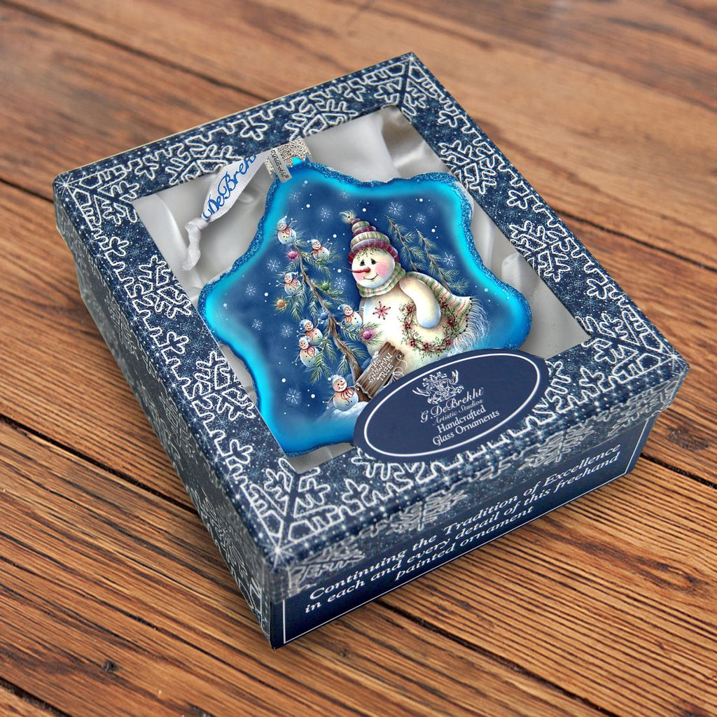 Old Fashion Christmas Glass Ornament by Jamie Mills-Price - Christmas Santa Snowman Decor - 754-301-MP