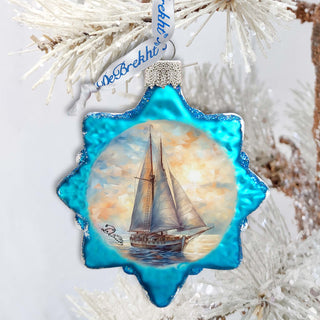 Coastal Decorations Sailboat Keepsake Glass Ornaments by G. Debrekht - Coastal Holiday Decor - 777401