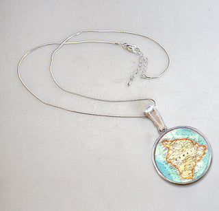 Hawaii Silver-Plated Mother of Pearl Jewelry Pendant Necklace - 44057