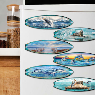 Ocean Style Surfboards Decorative Eco Wood Magnets Set of 6 by G. Debrekht - Coastal Decor - 8090067G-S6