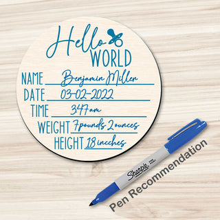 Hello World New Baby Sign - Birth Announcement - Birth Stats Sign - New Mom Gift 961046