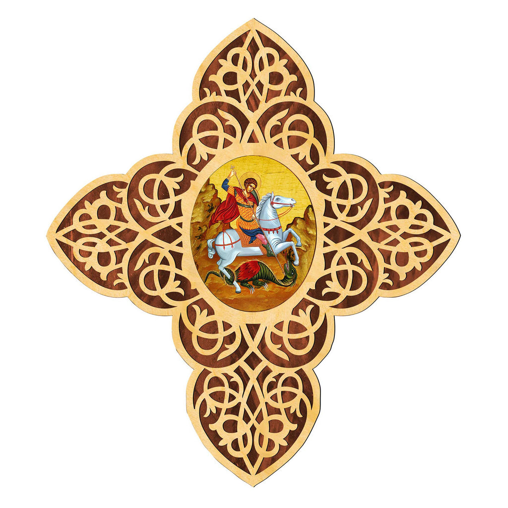 St. George Filigree Wooden Cross by Museum Icons - Inspirational Icon Decor - 88413