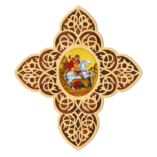 St. George Filigree Wooden Cross by Museum Icons - Inspirational Icon Decor - 88413
