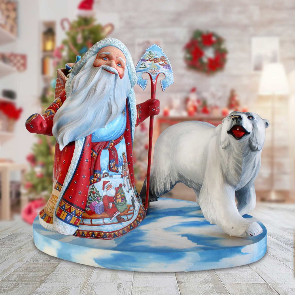 Arctic Santa Hand-Painted WOODCARVED Masterpiece by G. DeBrekht - Christmas Decor - L200031