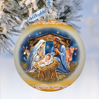 From Stable to Savior Lg Glass Ornament by G.Debrekht - Nativity Holiday Decor - 73956G