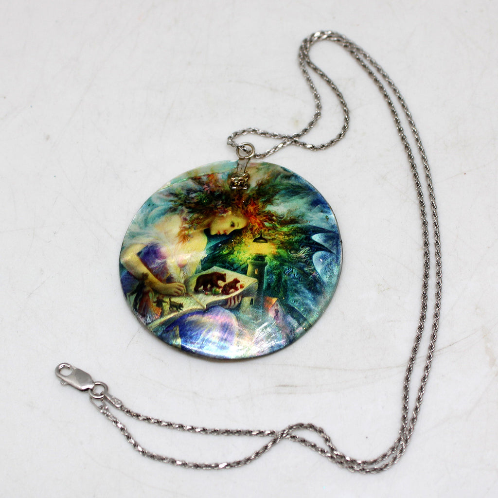 One-of-a-Kind Mother of Pearl Lacquered Miniature Jewelry Pendant 2