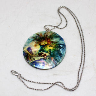 One-of-a-Kind Mother of Pearl Lacquered Miniature Jewelry Pendant 2