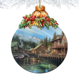Frozen Peaks Homes Wooden Ornaments by G.Debrekht - Wildlife Holiday Decor - 870013
