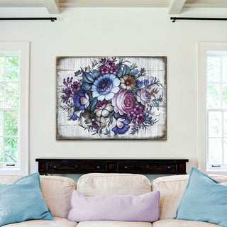 Floral Composition Rustic Wooden Wall Art by G. DeBrekht - Floral Ornamental Decor - 85101B