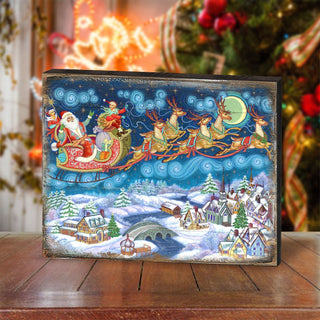 Up-Up and Away Santa Wooden Wall Art by G. DeBrekht - Christmas Santa Snowman Decor - 8151062B