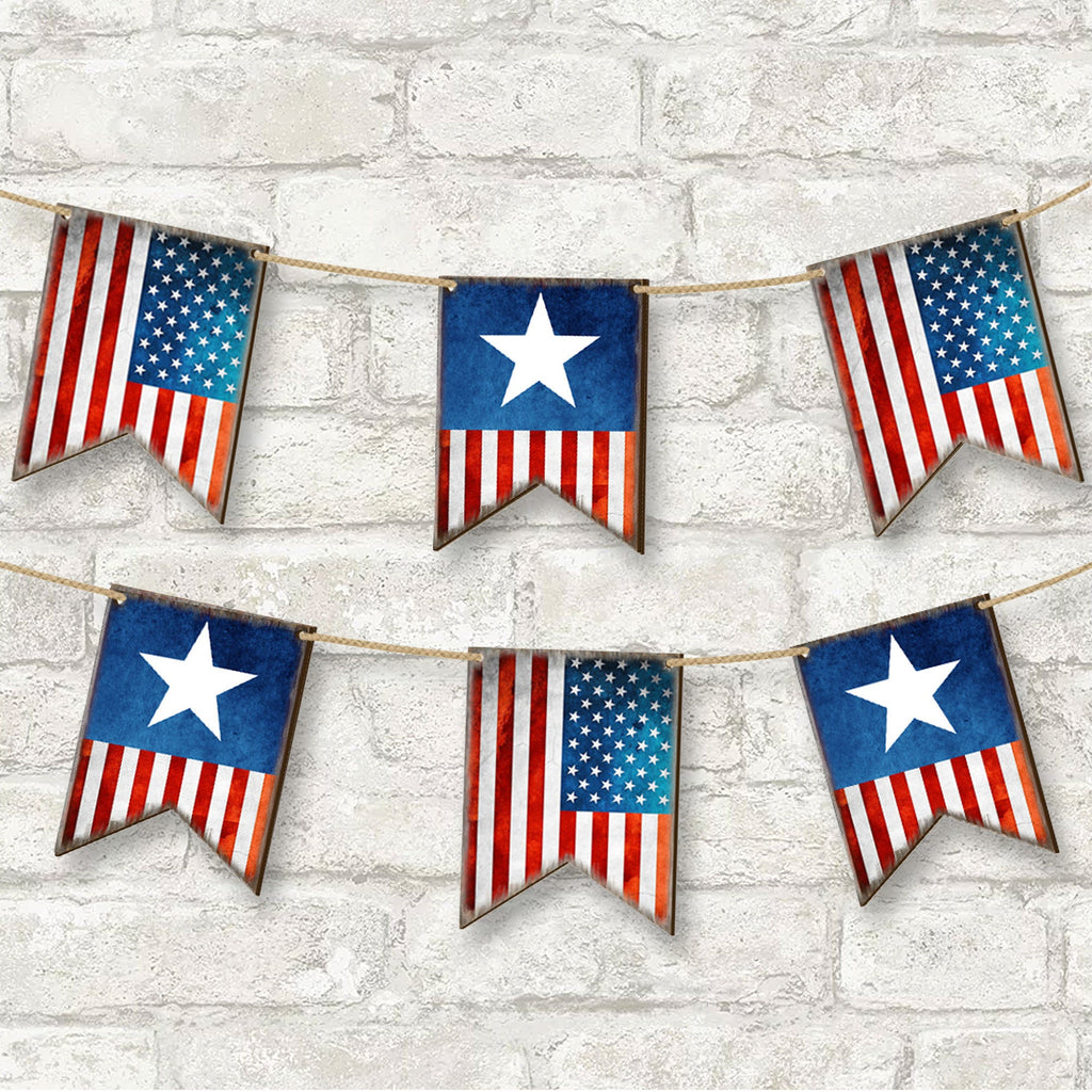 American Patriotic Flag Garland Wall Block - American Patriotic Decor - 8185302-2GR-S6