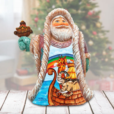 Noah's Ark Regal Santa Handcrafted Christmas Figurine - G. DeBrekht Christmas Santa Snowman Decor - 532332