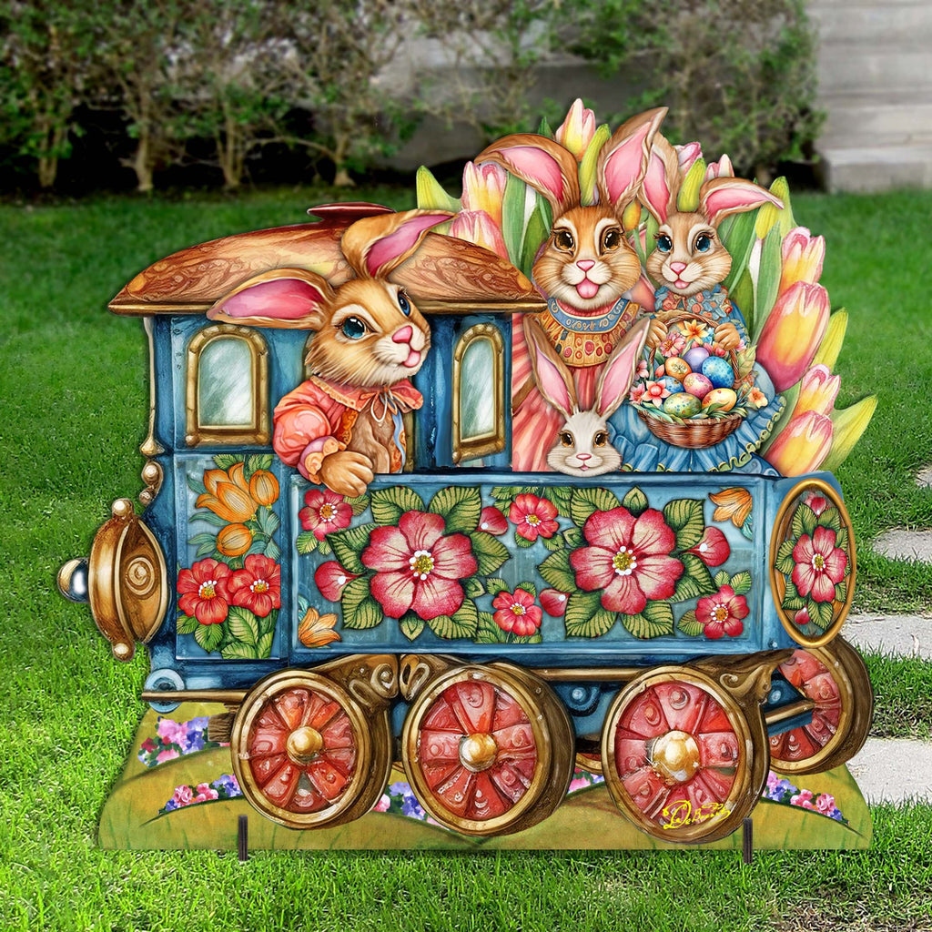 Easter Bunny Train Easter Lawn Decor by G. DeBrekht - Easter Spring Decor - 8652781F