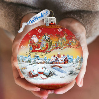 Up-Up and Away Red Glass Ornament Limited Edition by G. DeBrekht - Christmas Santa Snowman Decor - 73842R