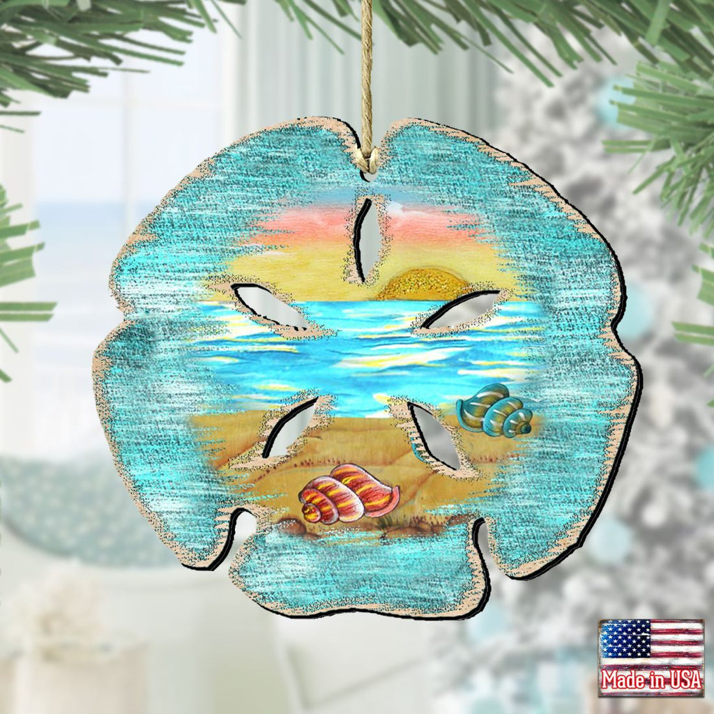 Sand Dollar Wooden Ornaments by G. DeBrekht - Coastal Holiday Decor - 8198539