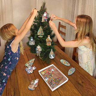 Santas Around the World - African-American Inspired Santa - Eco Wood Ornaments Set of 3 by G. DeBrekht Christmas Santa Snowman Decor - 8091310S3