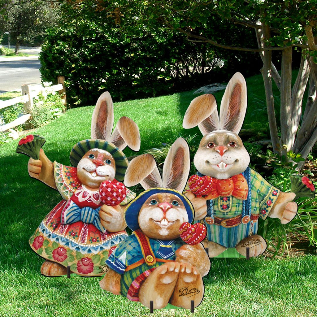 Easter Bunny Family Outdoor Decor by G. DeBrekht - Easter Spring Decor - 8154420F-S3