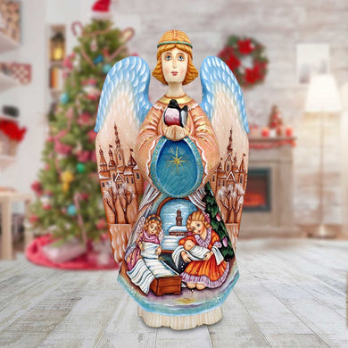 The Beloved Son's Crib Angel Hand-Painted WOODCARVED Figurine by G. DeBrekht - Nativity Holiday Decor - 250052-1