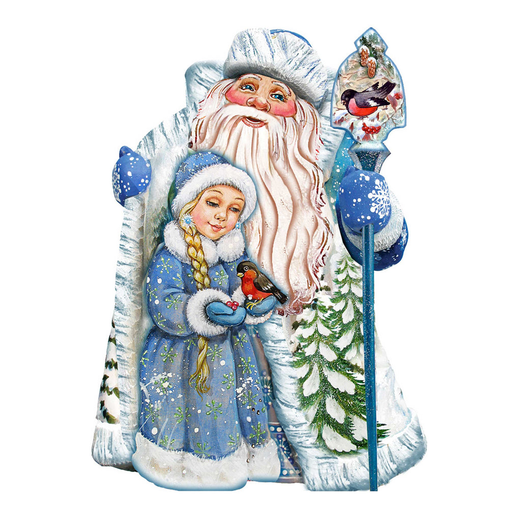 Santa With the Girl Christmas Door Decor by G. DeBrekht - Christmas Santa Snowman Decor - 8111410H