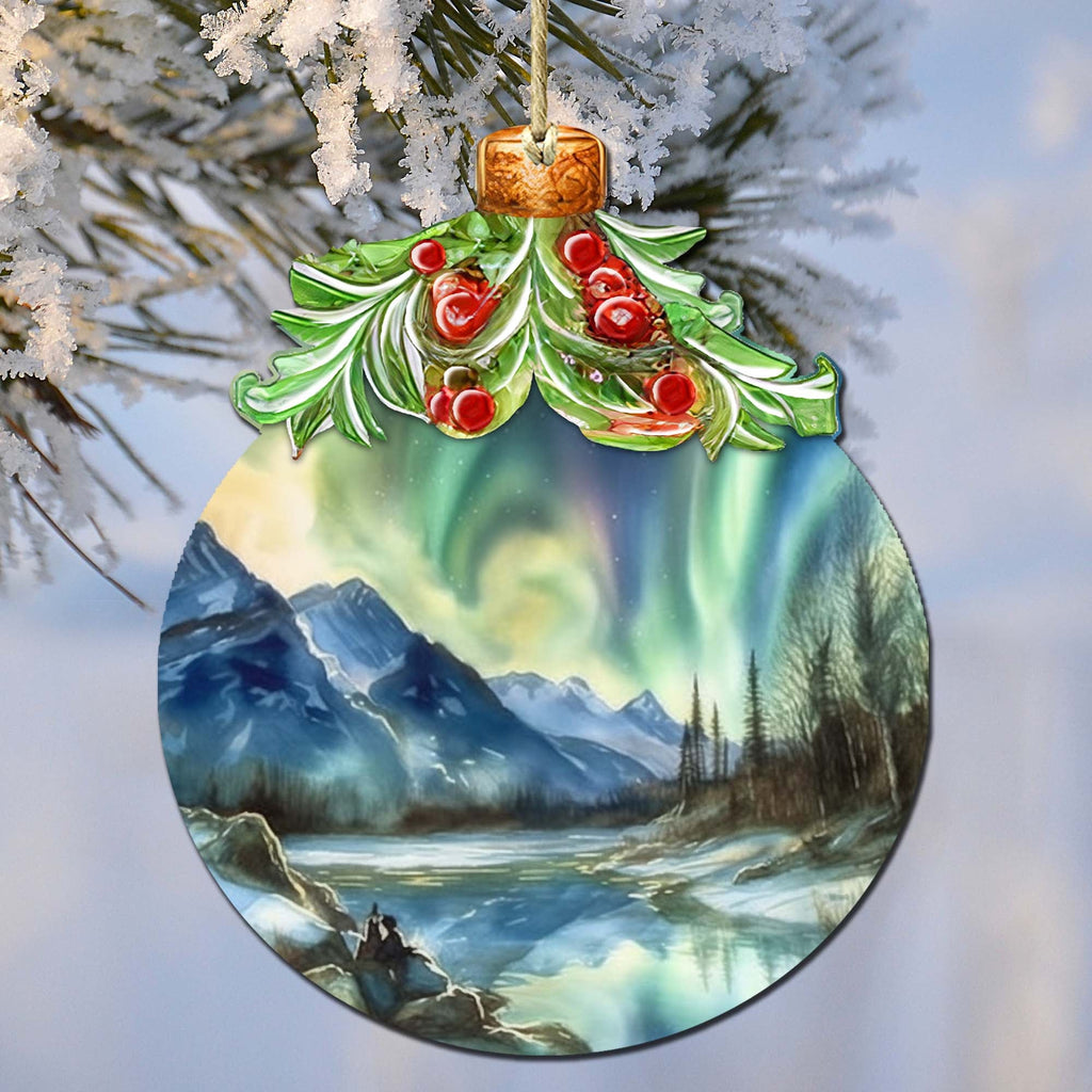 Alaskan Northern Lights Berry Wooden Ornaments by G.Debrekht - Wildlife Holiday Decor - 870023