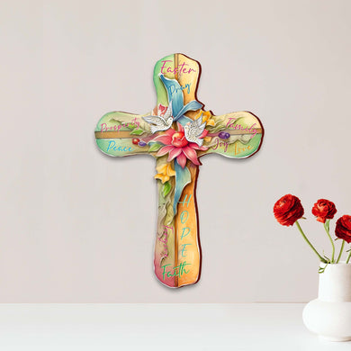 Easter Wooden Cross with Doves by G. Debrekht - Easter Spring Decor - 88167