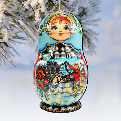 Troyka Horse Ride Matreshka Wooden Ornaments by G. DeBrekht - Christmas Decor - 8115225
