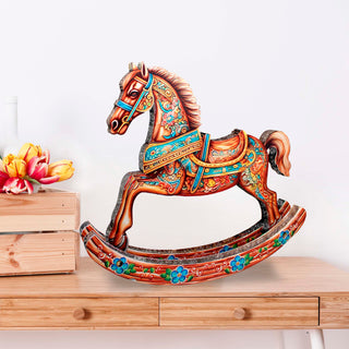 Enchanting Rocking Horse Limited Edition Wooden Figurine by G. Debrekht - Christmas Centerpiece Decor - 89308