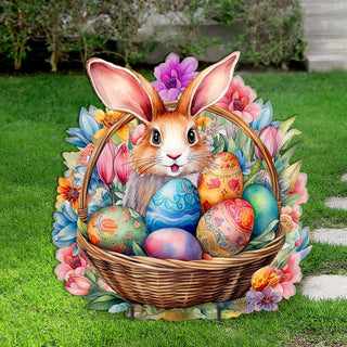Bunny in a Basket Easter Yard Sign by G. DeBrekht - Easter Spring Decor - 8652764F