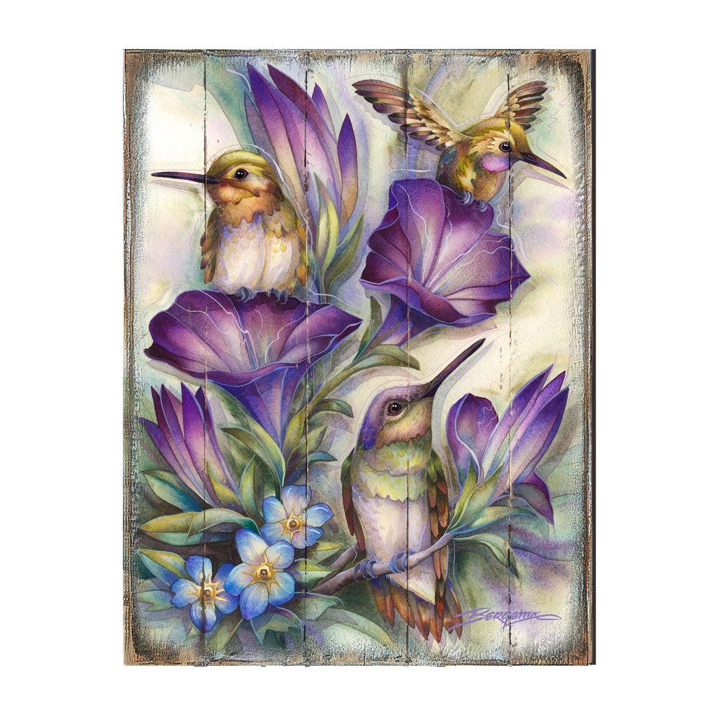 Everlasting Friendship Hummingbirds Wooden Wall Art by J. Bergsma - Nature Wildlife Decor - 8592936BP-JB