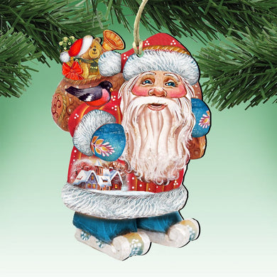 Caring Gift Bag Santa Wooden Christmas Ornament by G. DeBrekht - 8117663