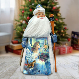 Santa Light the Way Hand-Painted WOODCARVED Masterpiece by Strelkina at G. DeBrekht - Nativity Holiday Decor - 821601