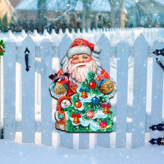 Santa Tree Decorating Christmas Door Decor by G. DeBrekht - Christmas Santa Snowman Decor - 8119181H