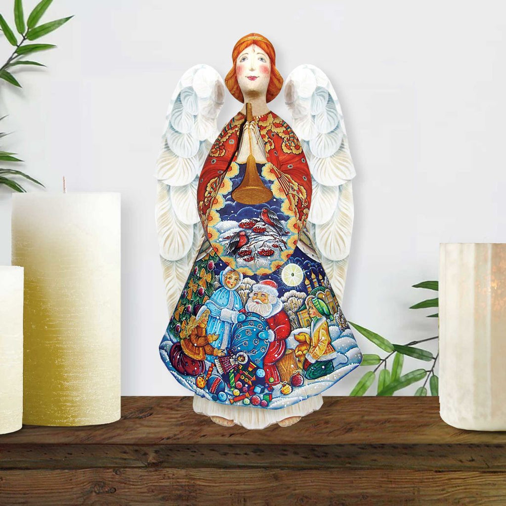 Santa Gift Giver Angel Hand-Painted WOODCARVED Masterpiece by G. DeBrekht - Nativity Holiday Decor - 251146