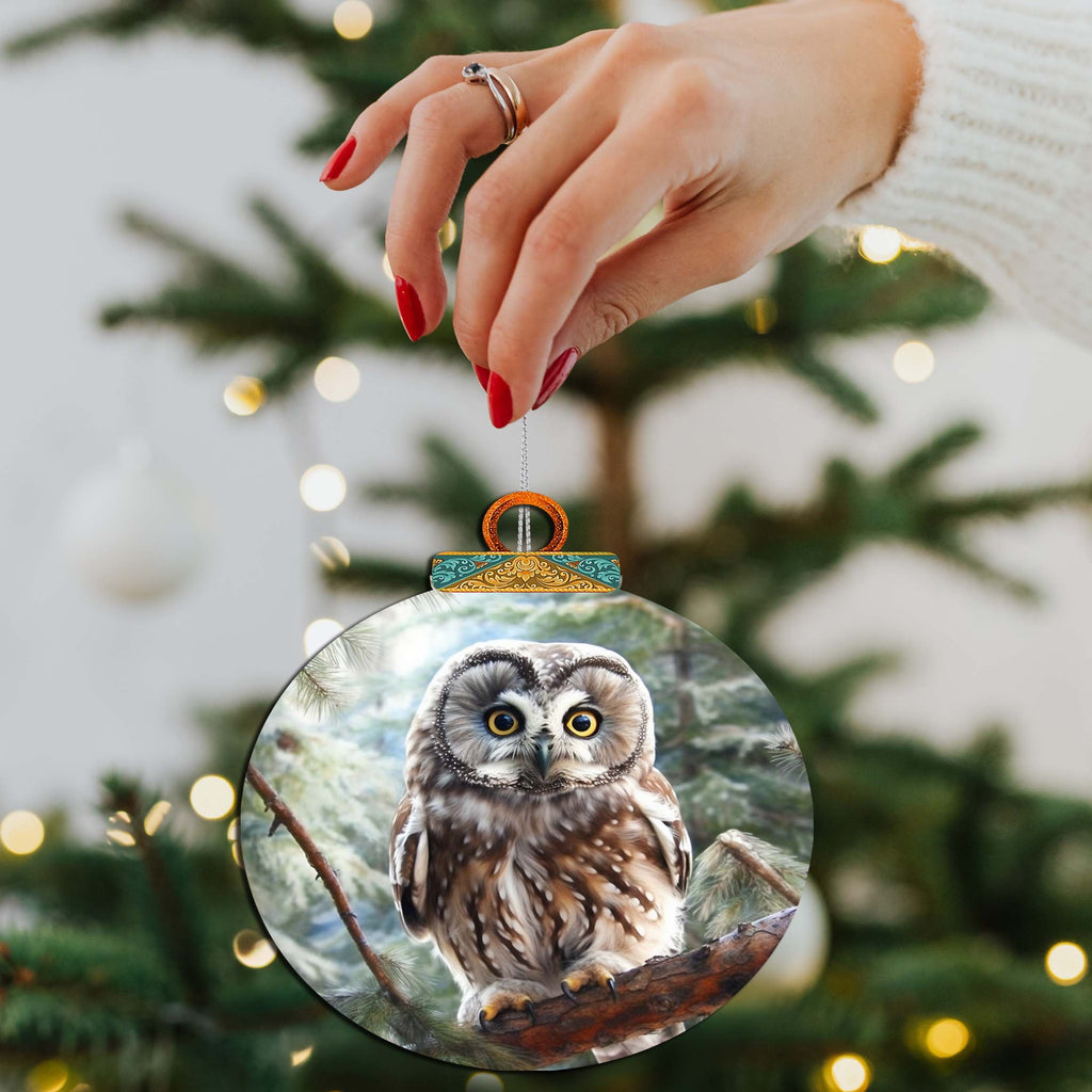 Alaskan Arctic Owl Wooden Ornaments by G.Debrekht - Wildlife Holiday Decor - 870050